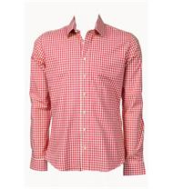 Trachtenhemd Slim Fit rot klein kariert