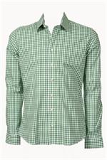 Trachtenhemd Slim Fit tanne klein kariert - Gr. 37/38