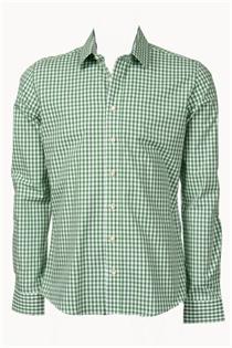 Trachtenhemd Slim Fit tanne klein kariert - Gr. 41/42