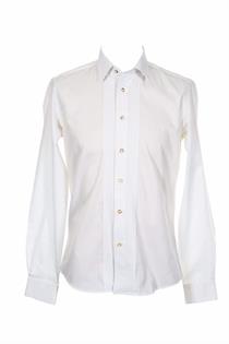 Trachtenhemd Slim Fit weiss mit Biesen - Gr. 43/44