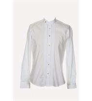 Trachtenhemd Slim Fit weiss mit Biesen und Stehkragen