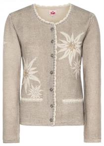 Trachtenjacke Nellingen grau mit Edelweissstickerei - XS