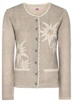 Trachtenjacke Nellingen grau mit Edelweissstickerei - XS