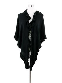 Trachtenponcho mit Rüschenborte - 35 schwarz