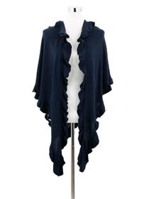 Trachtenponcho mit Rüschenborte - 45 marine