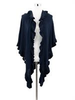 Trachtenponcho mit Rüschenborte - 45 marine