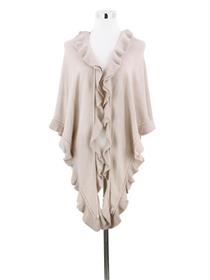 Trachtenponcho mit Rüschenborte - 51 beige