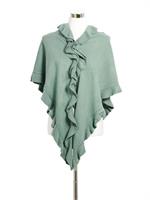 Trachtenponcho mit Rüschenborte - 63 jade