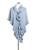 Trachtenponcho mit Rüschenborte - 74 eis