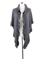 Trachtenponcho mit Rüschenborte - grau