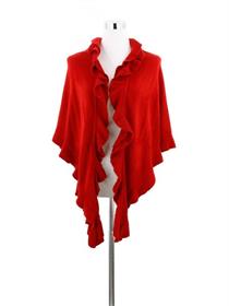 Trachtenponcho mit Rüschenborte - rot