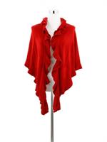 Trachtenponcho mit Rüschenborte - rot