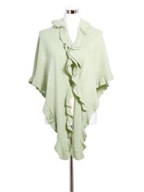 Trachtenponcho mit Rüschenborte - salbei