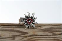 Trachtenring mit Edelweiss - rot