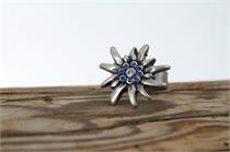 Trachtenring mit Edelweiss - royal blau