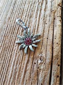 Trachtenschmuck Edelweissanhänger mit Swarovskisteinen - bordeaux