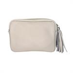 Zwillingsherz Handtasche mit Bommel - grau